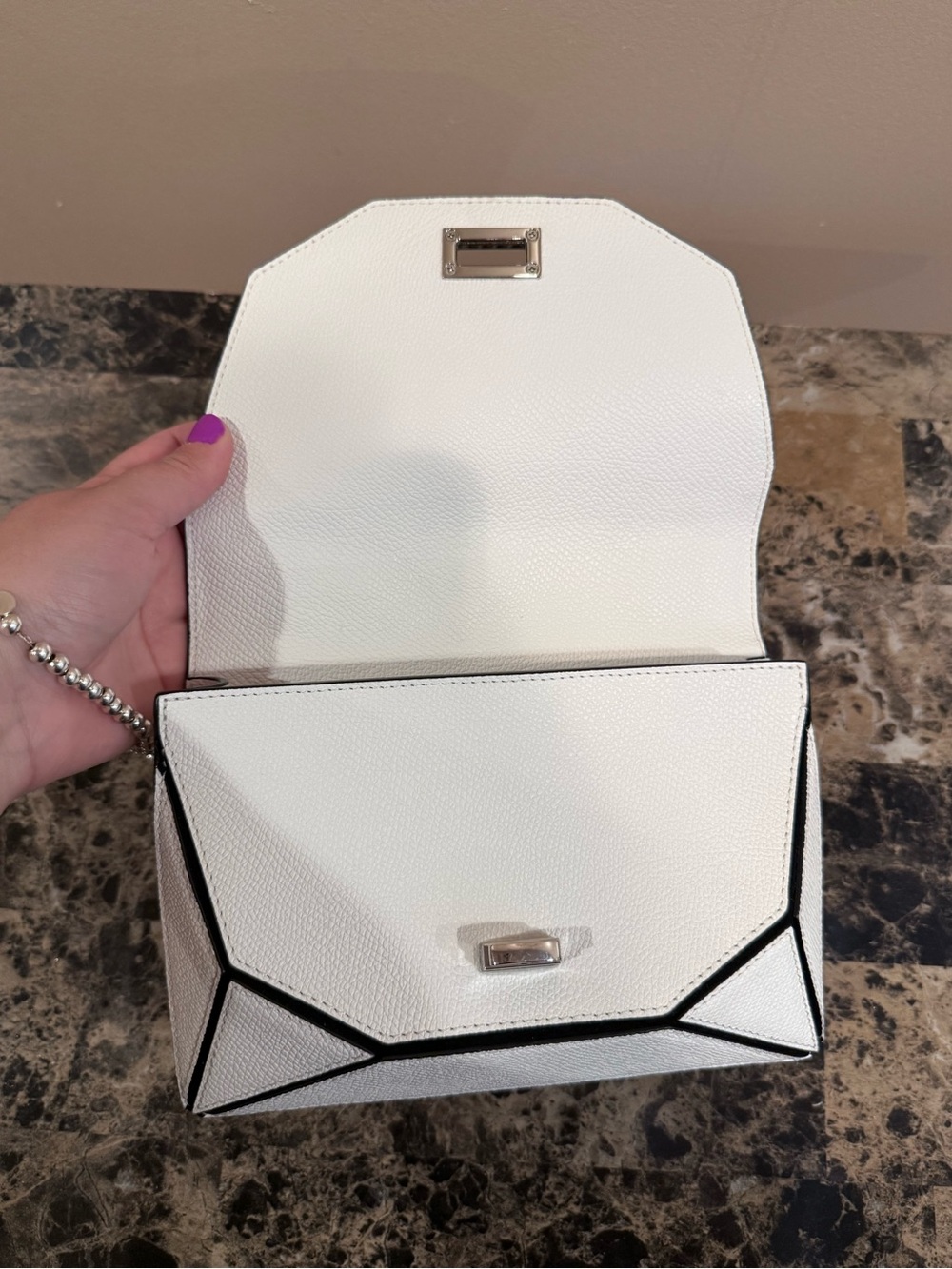Henri Bendel Bijoux Party Chain Crossbody - White Pebbled Leather - Picture 10 of 16